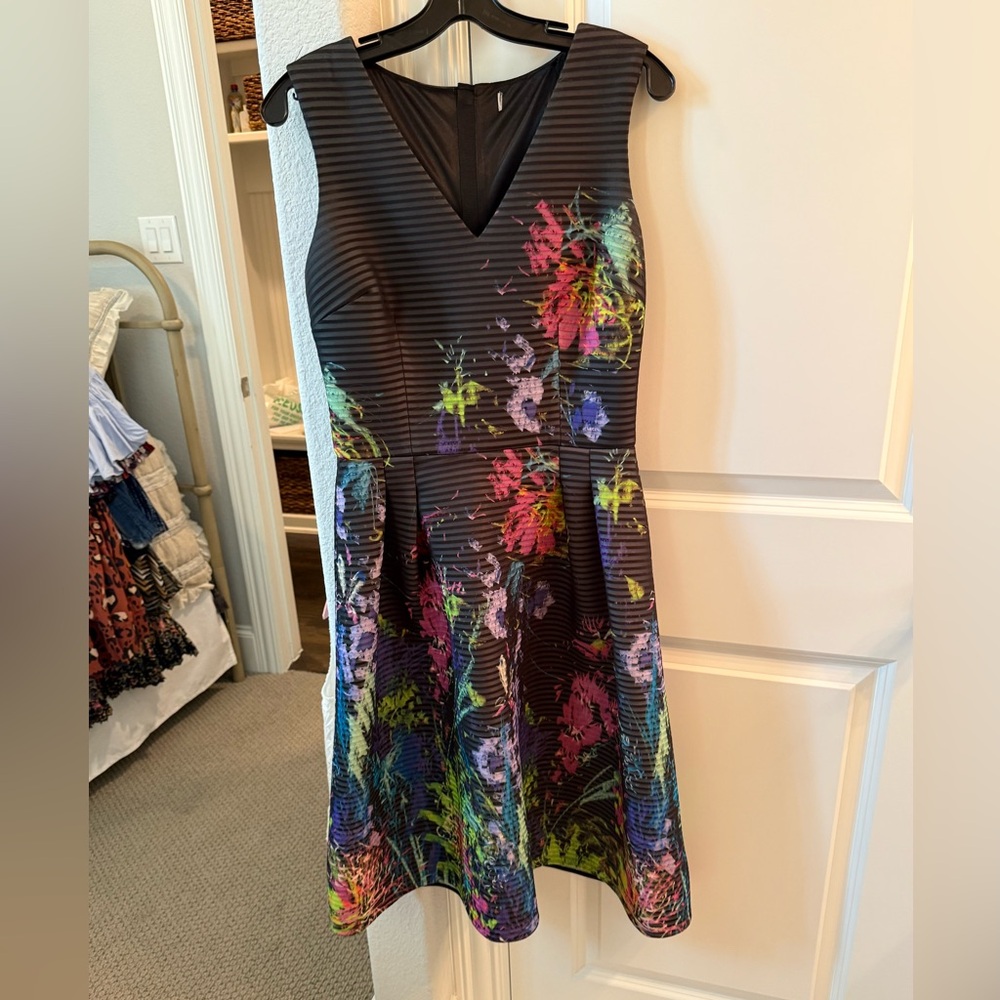 Nordstrom Black Dress with Vibrant Floral Design